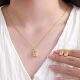 Colorful gem inlaid zircon square necklace copper sand gold light luxury fashion versatile European and American jewelry gift high-end jewelry