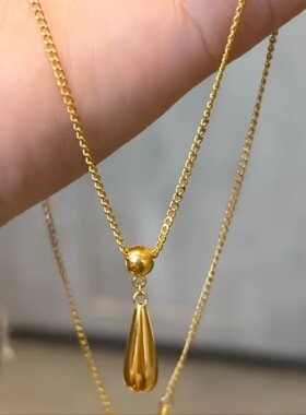 小红书爆款超闪极光金色水滴项链新款简约百搭美人泪吊坠锁骨链