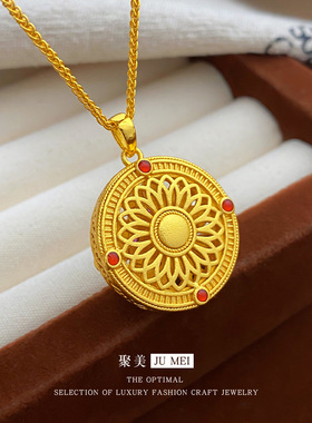 2026轻奢设计感老钱风镂空点钻花朵吊坠精致锁骨越南沙金花项链女
