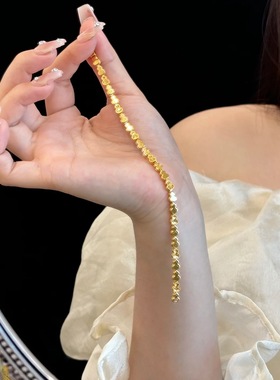 周家同款沙金爆闪鱼鳞碎冰满圈葫芦手链轻奢高级感亮面福禄手串