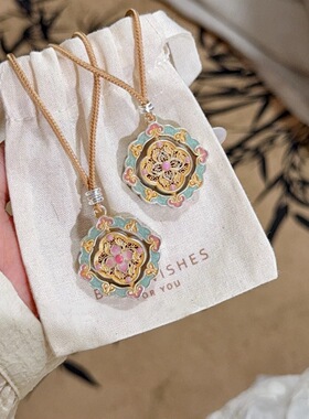 如意幸运草编绳国风可转动毛衣链女轻奢吊坠配饰女士时尚长款项链