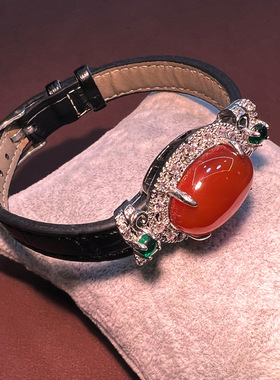 2025新款玉髓镶钻皮带手环新中式贵气古董精致轻奢复古高级手镯女