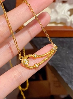 金店同款镶钻马蹄扣一体项链时尚百搭轻奢女伴手礼物高档首饰