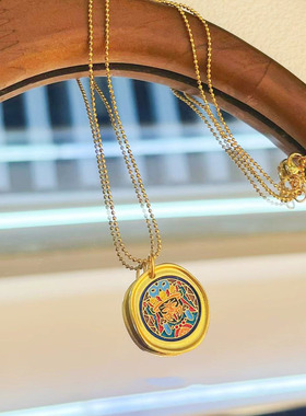 越南沙金扎基拉姆吊坠久黄金色项链锁骨链护身符diy配件女饰品