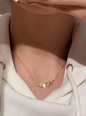 沙金骄阳海浪爆闪碎冰冰项链黄金色碎碎冰满天星吊坠百搭女锁骨链