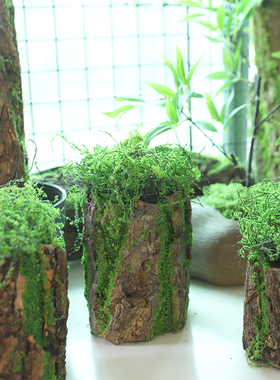 仿真苔藓树皮花器插花造景森系摆件橱窗幼儿园室内花园假绿植装饰
