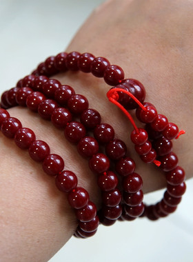 藏风8毫米108颗暗红色款怀业佛珠