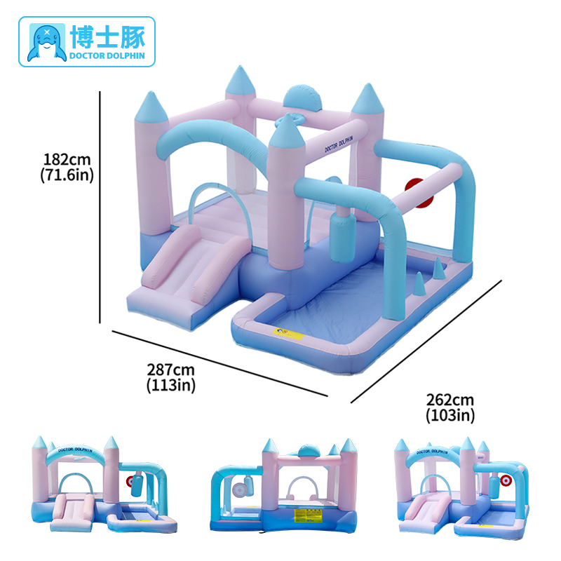 博士豚轻奢充气城堡家用儿童蹦蹦床滑梯跳床拳击柱标靶家庭充气堡 - 图2