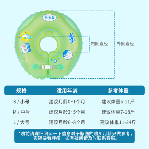 博士豚婴儿游泳圈新生儿宝宝脖圈0-6个月0岁幼儿洗澡家用颈圈泳圈