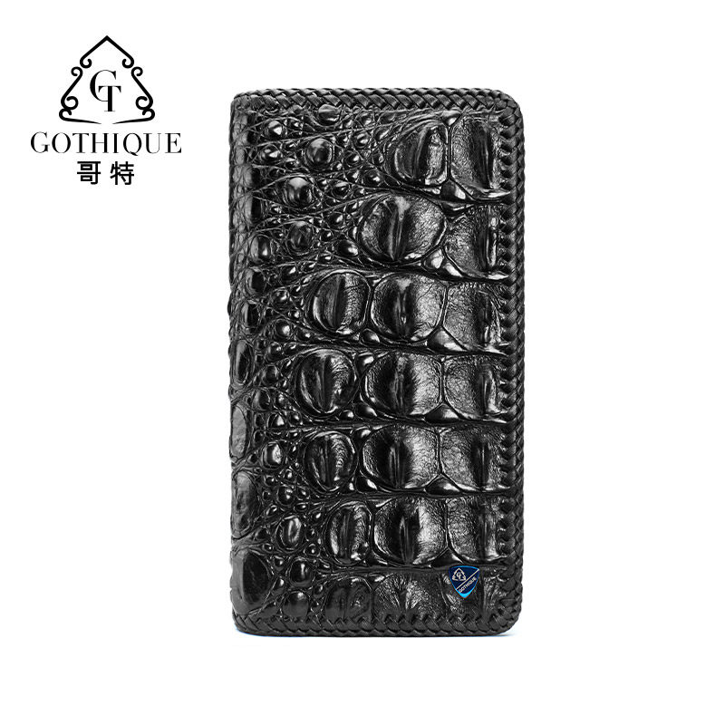 哥特泰国鳄鱼皮男士正品长款手拿包 哥特昊都钱包