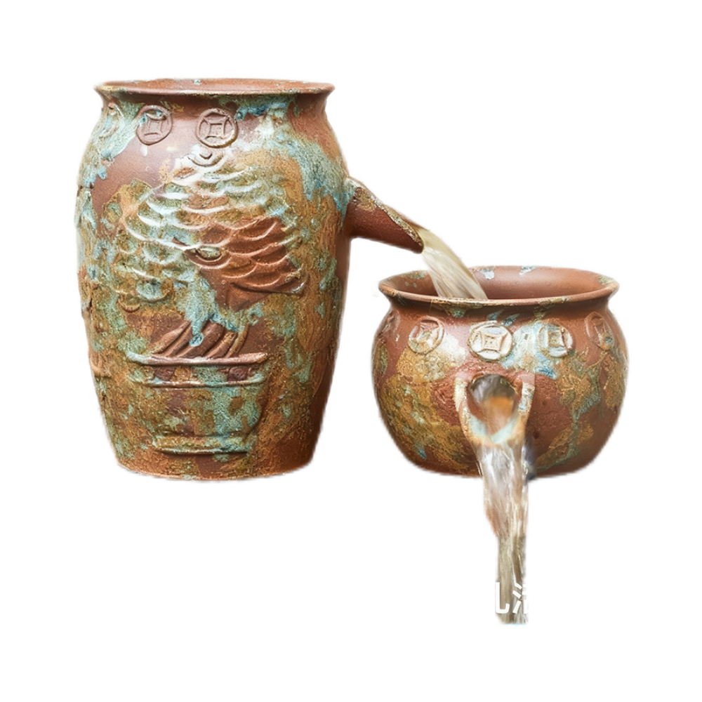 古法养鱼流水罐鱼缸循环过滤增氧生态循环系统陶瓷缸石槽庭院造景,淘宝优惠券,粉丝福利购,淘宝优惠卷