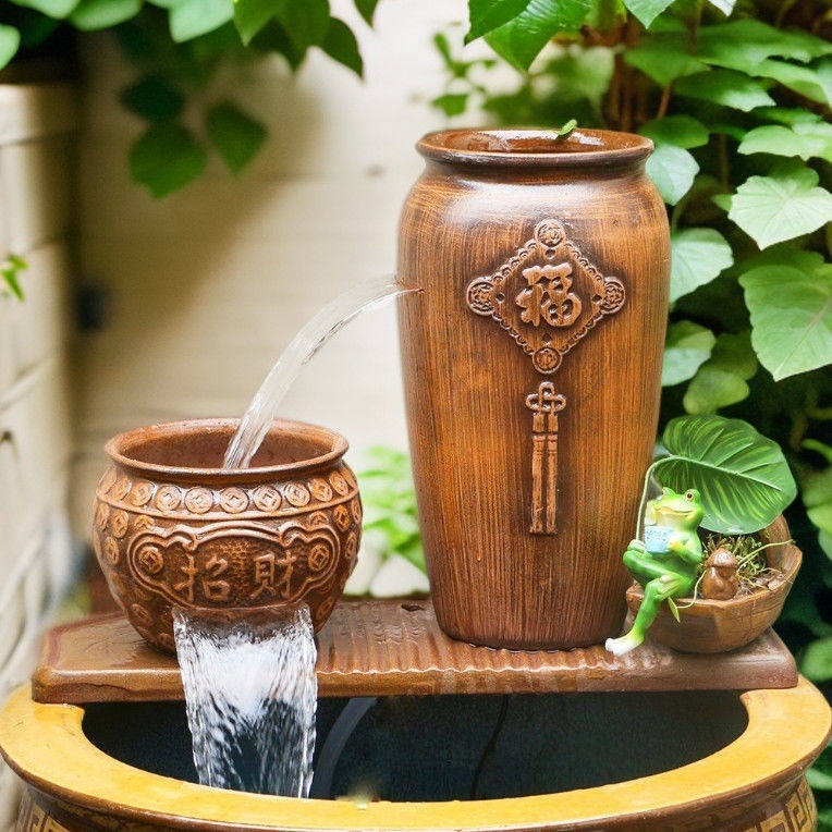 LS-349古法鱼缸养鱼瀑布流水罐过滤增氧造景生态瀑布陶瓷流水循环,淘宝优惠券,粉丝福利购,淘宝优惠卷