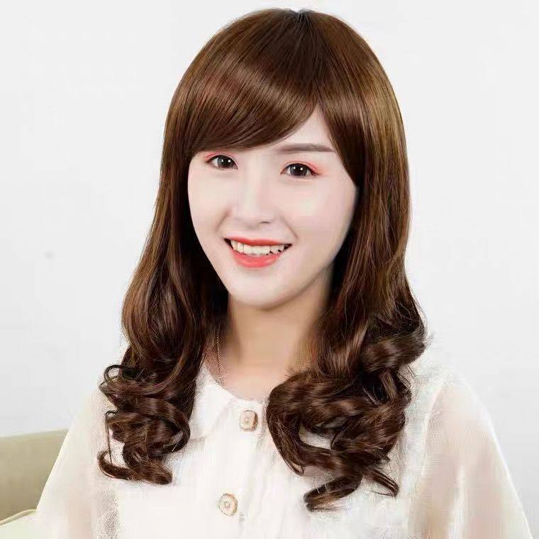 假发女中长卷发斜刘海全头逼真时尚漂亮轻薄透气仿真自然遮白发,淘宝优惠券,粉丝福利购,淘宝优惠卷