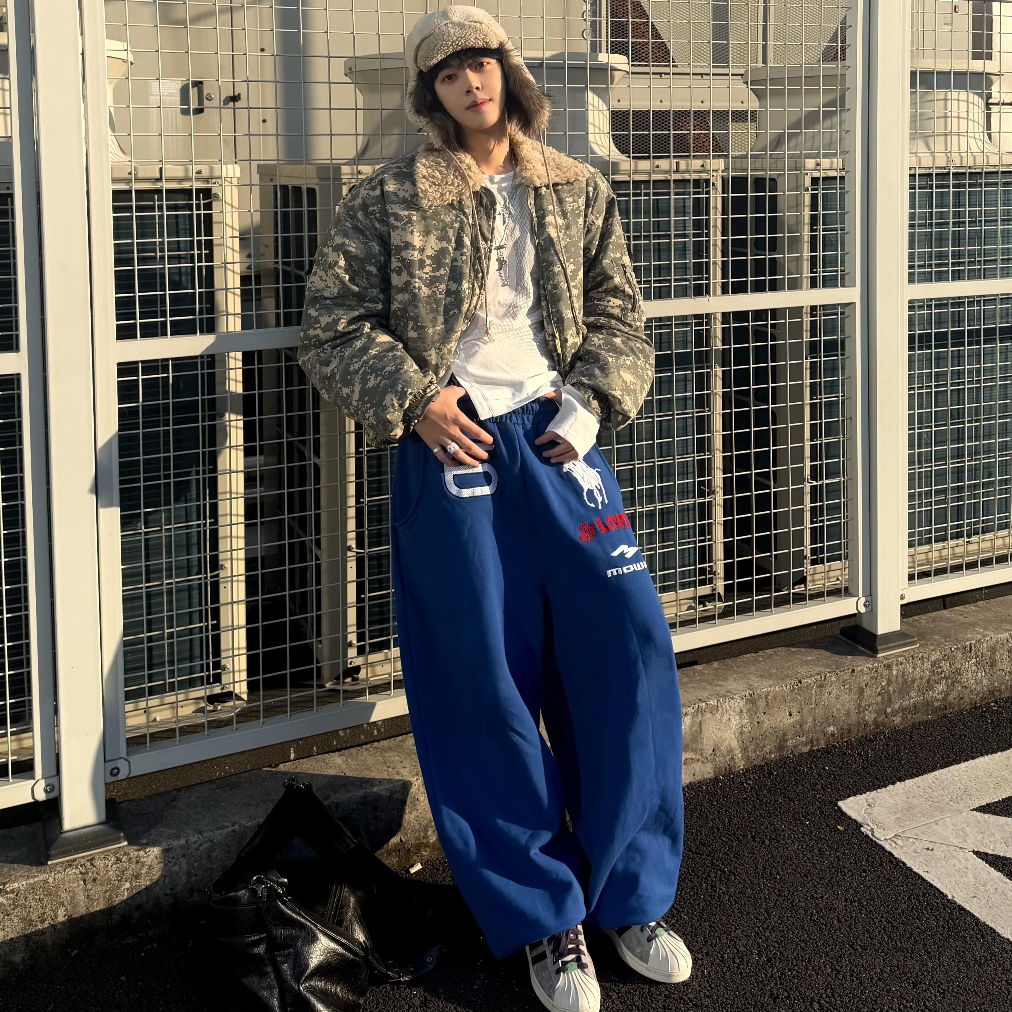 Mowalola LEARL 重磅天使战马刺绣束脚裤 Baggy 休闲阔腿运动卫裤,淘宝优惠券,粉丝福利购,淘宝优惠卷