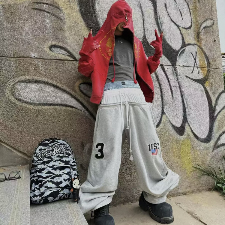 现货Grailz LEARL ProjectGR25ss假三腰拼接阔腿宽松运动卫裤男女,淘宝优惠券,粉丝福利购,淘宝优惠卷