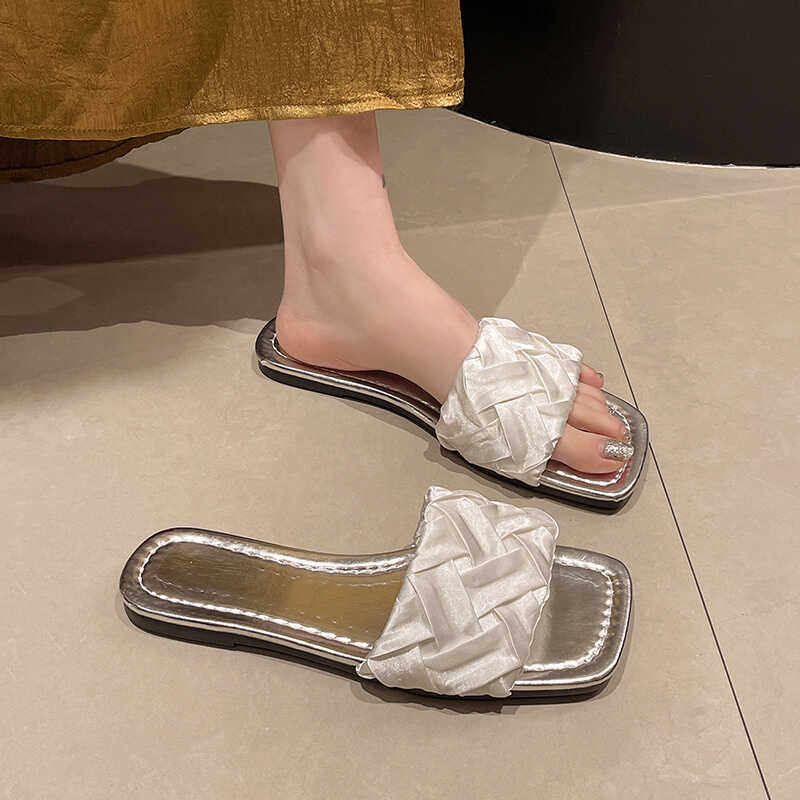 平底银色拖鞋女夏外穿小香风海边凉拖沙滩凉鞋新款软底女鞋一字拖,淘宝优惠券,粉丝福利购,淘宝优惠卷