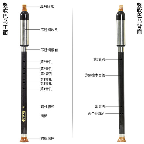 F调G调树脂仿红木仿黑檀木竖吹巴乌乐器云乐坊入门乐器学生初学者 - 图1