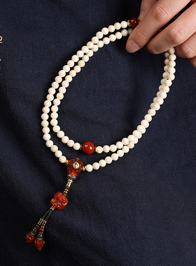 禅木匠108佛珠手串南红三通