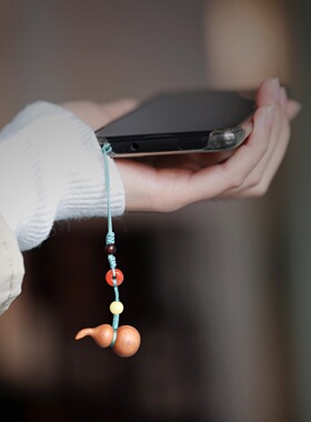 葫芦吊坠印度檀香木挂件手机链