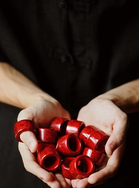 禅木匠大漆朱砂红扳指