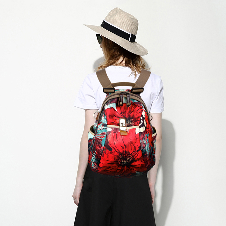 牛津布旅游双肩包潮牌女2024新款ins超火个性百搭大容量时尚背包 - 图0