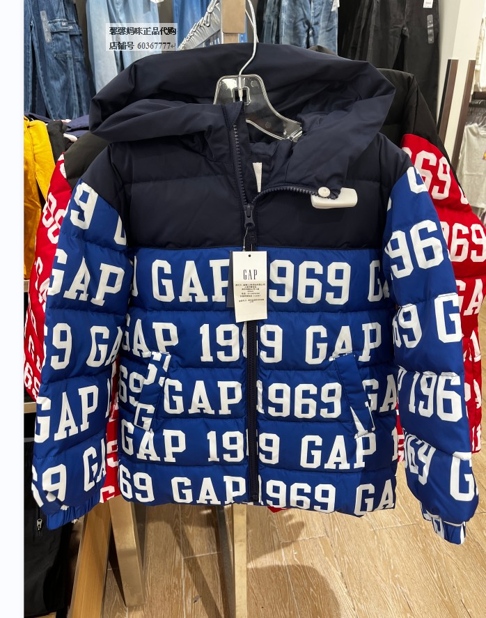 Gap2-14岁男女幼童大童秋冬新款LOGO连帽羽绒服426787童装亲子装