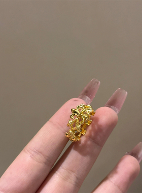 鸢尾花复古宫廷风唐草纹指环