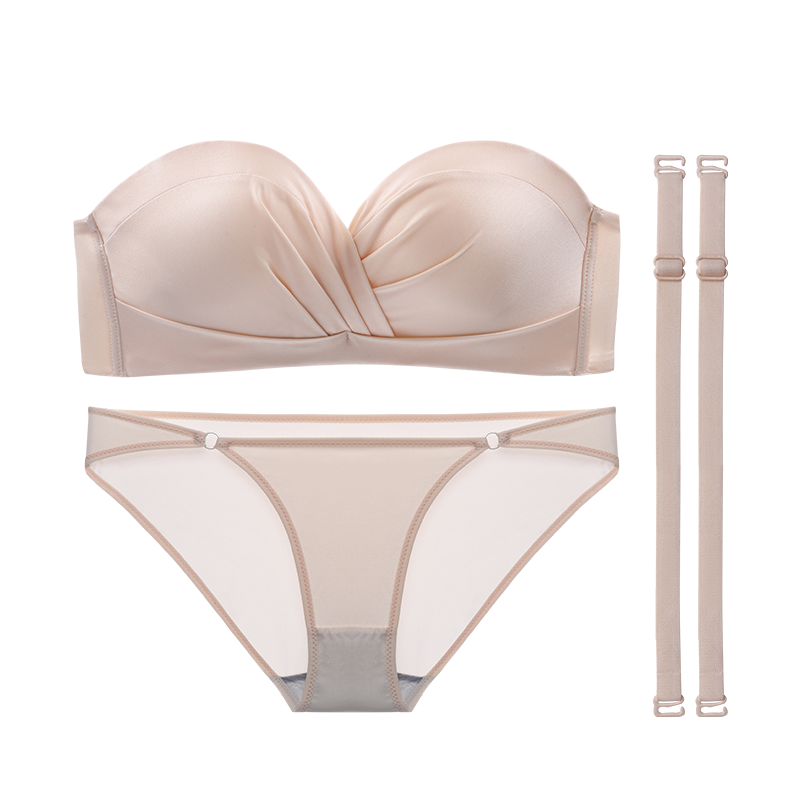 肩带婚纱聚拢防滑加厚裹抹胸式文胸 魅图文胸