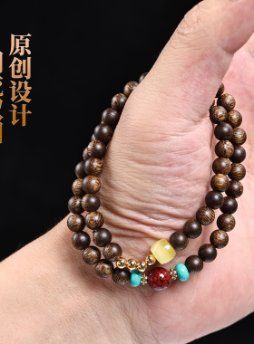 王菲同款奇楠沉香手串沉水级高端收藏级老料双圈叠戴手链文玩佛珠