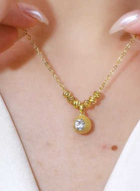 简约大方抖音跨境金色锁骨链钛钢