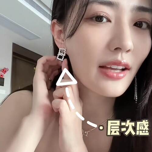 徐璐同款勇气的平方耳环轻奢小众设计感方形锆石耳钉小众简约耳饰 - 图2