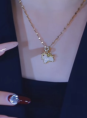 镶钻猫眼石小马吊坠锁骨链2026马年本命年生肖项链简约时尚配饰潮