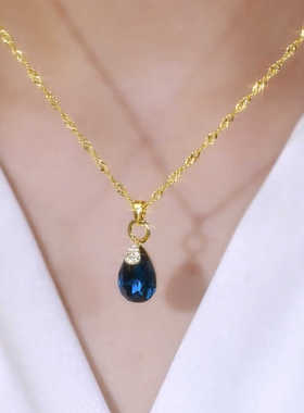 百搭气质网红时尚锁骨链蓝水晶