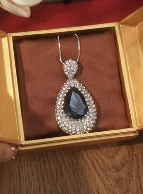 满钻蓝色水晶毛衣链时尚百搭高级