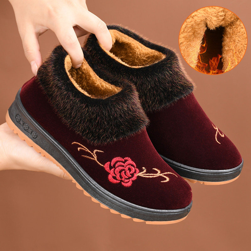 老北京布鞋女冬季加绒加厚老人棉鞋保暖防滑中老年棉靴平底奶奶鞋,淘宝优惠券,粉丝福利购,淘宝优惠卷