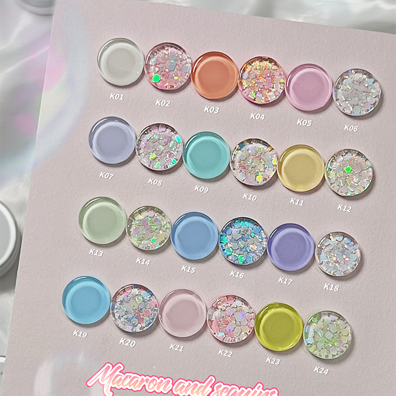 春夏显白马卡龙色流行色XIHUI希绘椿樱甜甜圈24色甲油胶爆闪亮片 - 图1