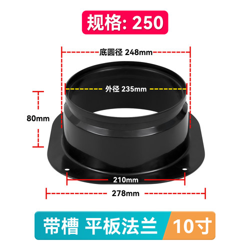 方底法兰风机转接口天圆地方变径软管连接器艾PP带槽平板单边法兰 - 图1
