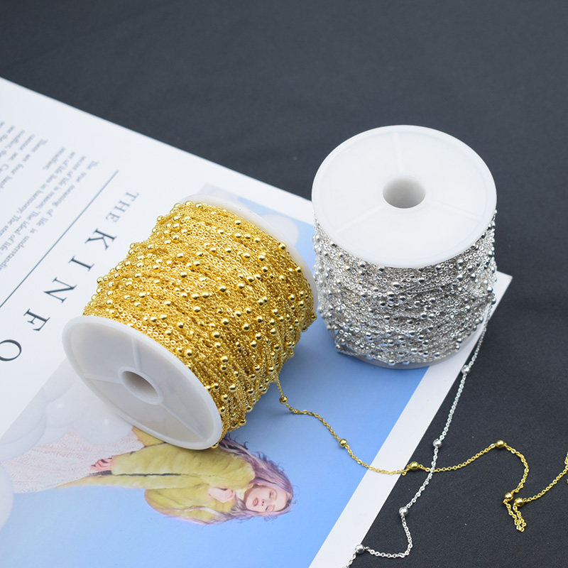 保色纯铜手工diy古风发簪发饰品材料配件 2mm扁O夹珠球链蛇骨链条,淘宝优惠券,粉丝福利购,淘宝优惠卷