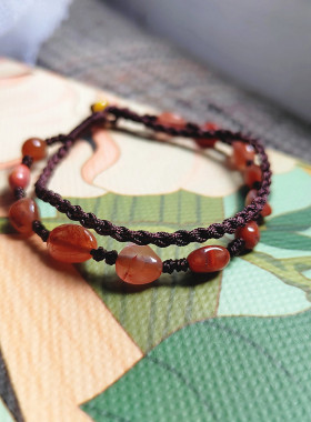 随形南红手工双层红绳水晶手链