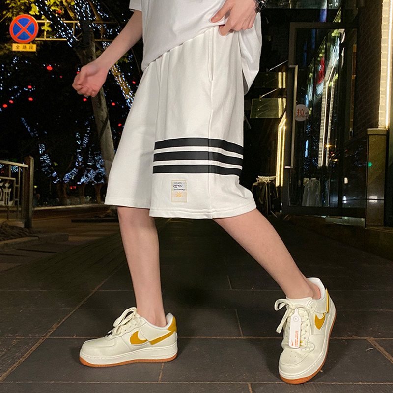 三条杠运动男五分中裤潮牌ins短裤 ccmkhf休闲裤