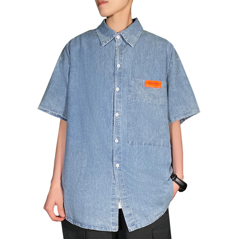 网红很仙的牛仔男痞帅潮牌ins衬衫 ccmkhf衬衫