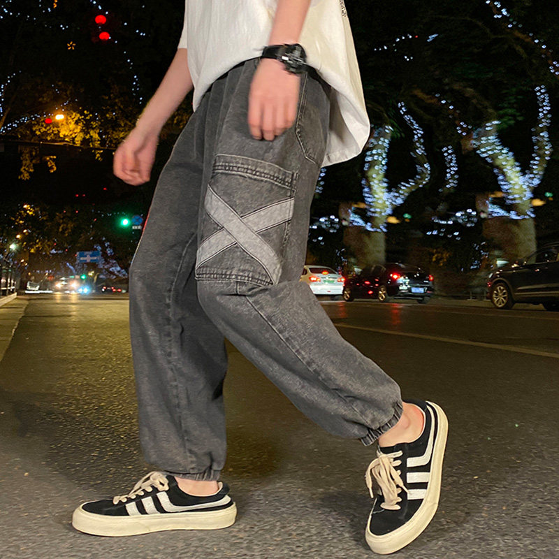 直筒宽松韩版简约复古港风牛仔裤 ccmkhf牛仔裤