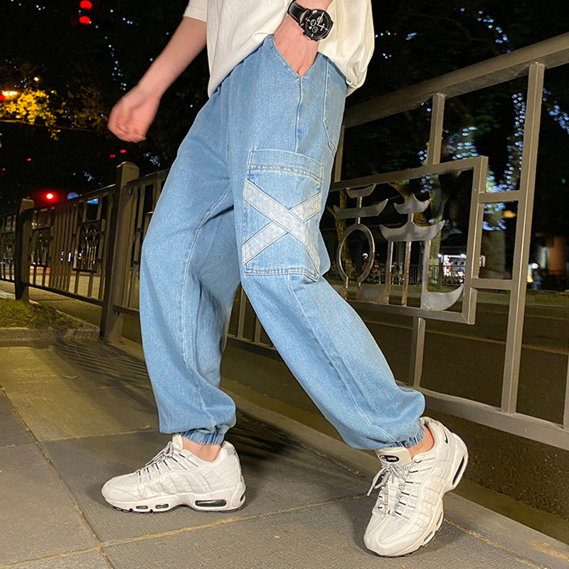 直筒宽松韩版简约复古港风牛仔裤 ccmkhf牛仔裤