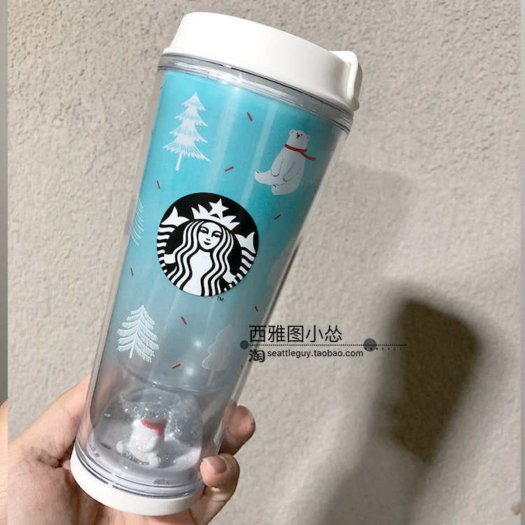 星巴克杯子2022圣诞香港台湾北极熊水球随行杯企鹅雪人马克杯保温 - 图3