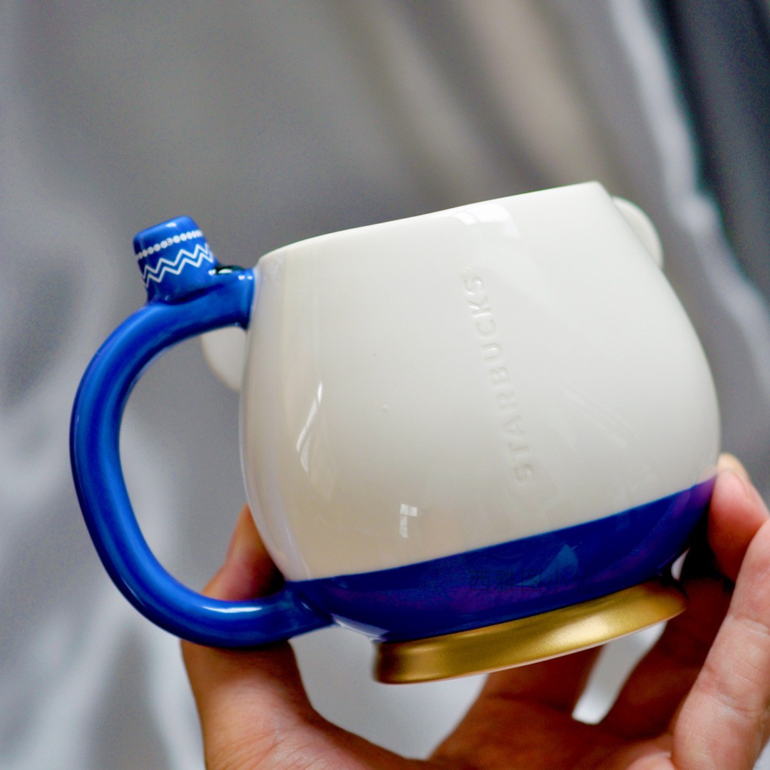 星巴克杯子圣诞台湾2022童话玩具蓝色士兵小熊把手陶瓷马克办公杯 - 图0