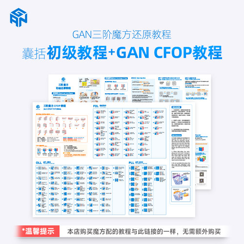 GAN魔方二阶三阶层先法视频教程 入门还原公式纸CFOP高级速拧 - 图0
