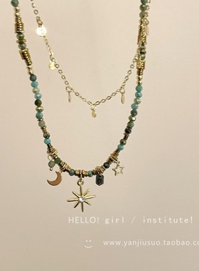 波西米亚风项链叠戴轻奢小众新款爆款串珠锁骨链配饰女双层复古