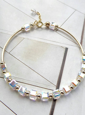 小幸运奥地利水晶手链方糖手串