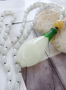 天然玉石证书毛衣链送妈妈