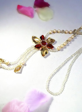 时光元素水晶加长款礼服毛衣链